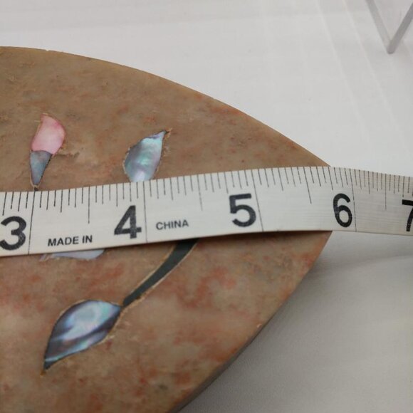 Heart Shaped Vintage Stone Trinket Box Made in India with mother of pearl inlay - Picture 8 of 8